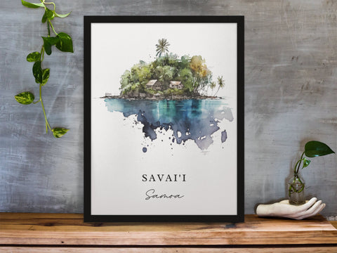 Samoa traditional travel art - Vavaii, Samoa poster, Wedding gift, Birthday present, Custom Text, Personalised Gift