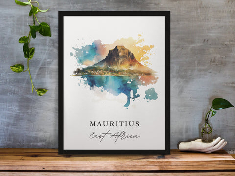 Mauritius traditional travel art - Port Louis, Mauritius poster, Wedding gift, Birthday present, Custom Text, Personalised Gift