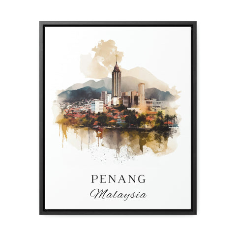 Penang traditional travel art - Malaysia, Penang poster, Wedding gift, Birthday present, Custom Text, Personalised Gift