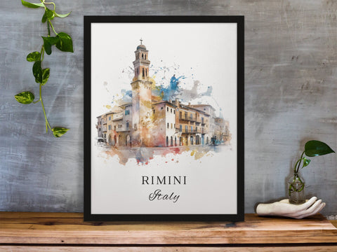Rimini traditional travel art - Italy, Rimini poster, Wedding gift, Birthday present, Custom Text, Personalised Gift