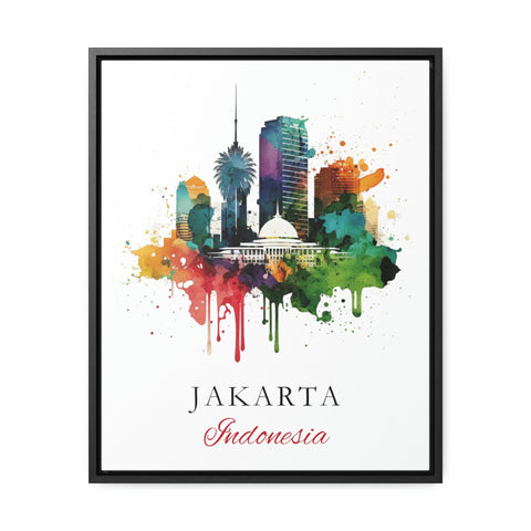 Jakarta traditional travel art - Indonesia, Jakarta poster, Wedding gift, Birthday present, Custom Text, Personalised Gift