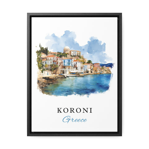 Kornoi traditional travel art - Greece, Koroni poster, Wedding gift, Birthday present, Custom Text, Personalised Gift
