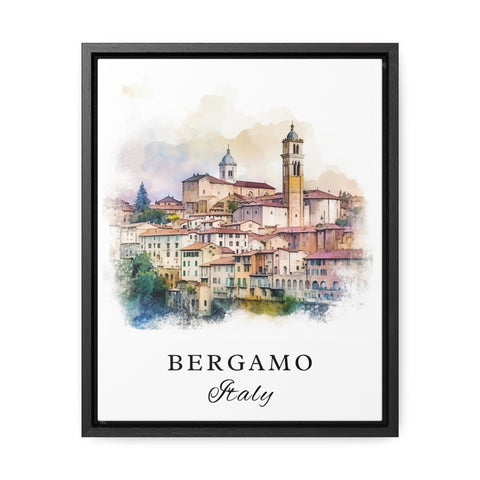 Bergamo traditional travel art - Italy, Bergamo poster, Wedding gift, Birthday present, Custom Text, Personalised Gift