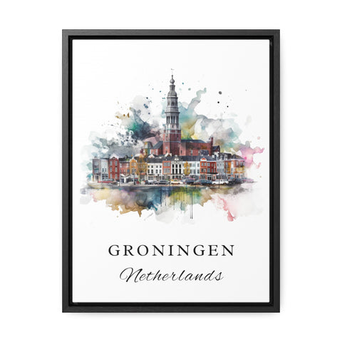 Groningen traditional travel art - Netherlands, Groningen poster, Wedding gift, Birthday present, Custom Text, Personalised Gift