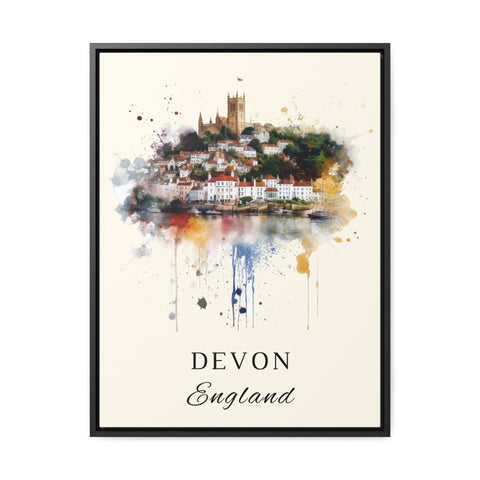 Devon traditional travel art - England, Devon poster, Wedding gift, Birthday present, Custom Text, Personalised Gift