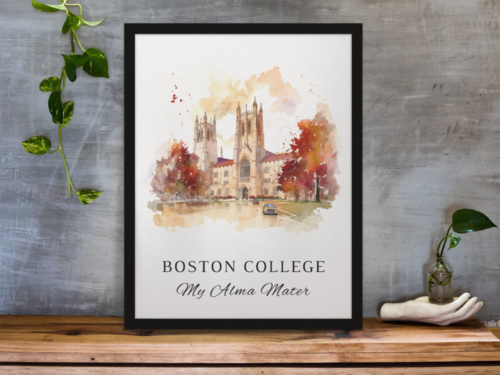 Boston College traditional art - BC, Boston College poster, Wedding gift, Birthday present, Custom Text, Personalised Gift