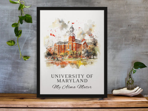 University of Maryland art - Terps, Univ of Maryland poster, Wedding gift, Birthday present, Custom Text, Personalised Gift