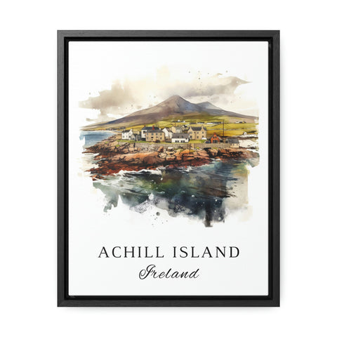 Achill Island traditional travel art - Ireland, Achill Island poster, Wedding gift, Birthday present, Custom Text, Personalised Gift