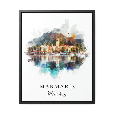 Marmaris traditional travel art - Turkey, Marmaris poster, Wedding gift, Birthday present, Custom Text, Personalised Gift