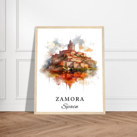 Zamora traditional travel art - Spain, Zamora poster, Wedding gift, Birthday present, Custom Text, Personalised Gift
