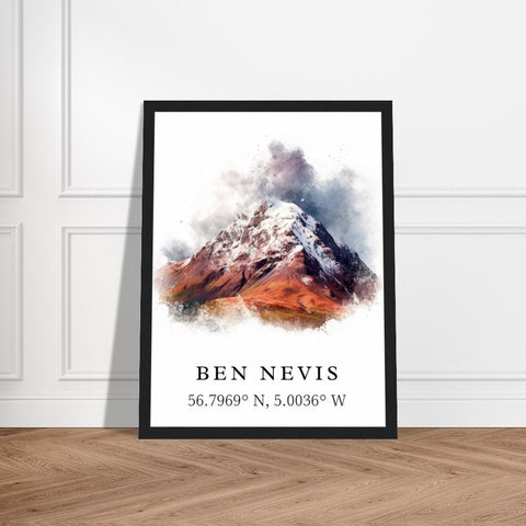 Ben Nevis traditional travel art - Scotland, Ben Nevis poster, Wedding gift, Birthday present, Custom Text, Personalised Gift