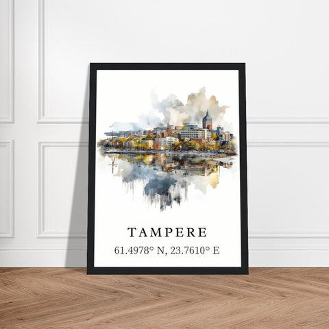 Tampete traditional travel art - Finland, Tampere poster, Wedding gift, Birthday present, Custom Text, Personalised Gift