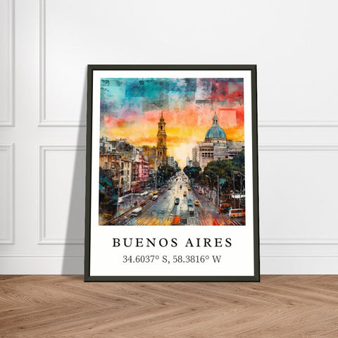 Buenos Aires traditional travel art - Argentina, Buenos Aires poster, Wedding gift, Birthday present, Custom Text, Personalised Gift