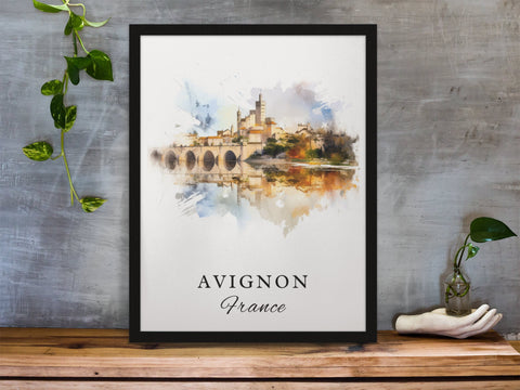 Avignon traditional travel art - France, Avignon poster, Wedding gift, Birthday present, Custom Text, Personalised Gift
