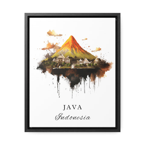 Java traditional travel art - Indonesia, Java poster, Wedding gift, Birthday present, Custom Text, Personalised Gift