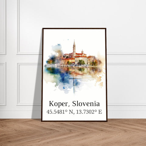 Koper traditional travel art - Slovenia, Koper poster, Wedding gift, Birthday present, Custom Text, Personalised Gift