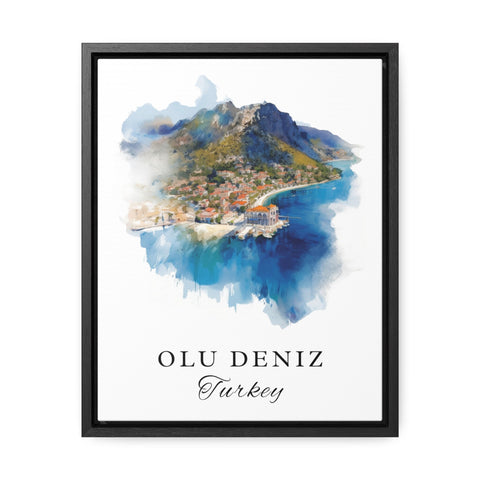 Olu Deniz traditional travel art - Turkey, Olu Deniz poster, Wedding gift, Birthday present, Custom Text, Personalised Gift