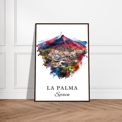 La Palma traditional travel art - Spain, La Palma poster, Wedding gift, Birthday present, Custom Text, Personalised Gift
