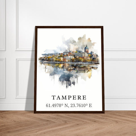Tampete traditional travel art - Finland, Tampere poster, Wedding gift, Birthday present, Custom Text, Personalised Gift