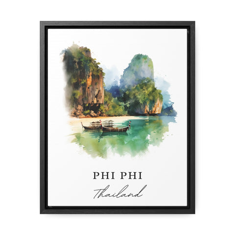 Phi Phi traditional travel art - Thailand, Phi Phi poster, Wedding gift, Birthday present, Custom Text, Personalised Gift