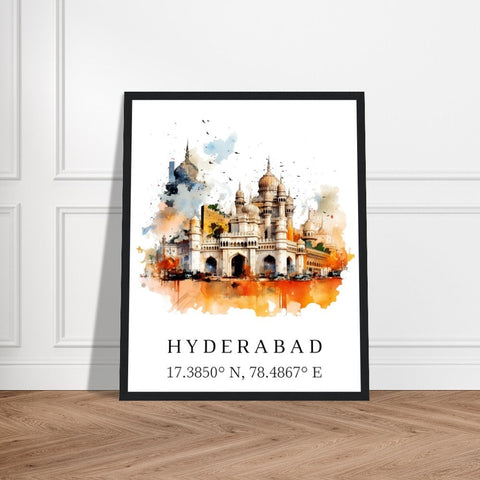 Hyderabad traditional travel art - India, Hyderabad poster, Wedding gift, Birthday present, Custom Text, Personalised Gift