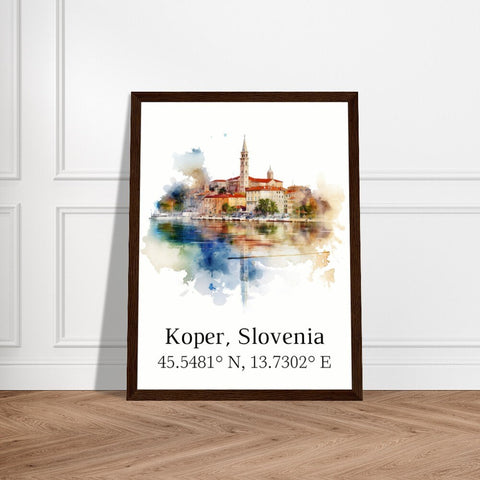 Koper traditional travel art - Slovenia, Koper poster, Wedding gift, Birthday present, Custom Text, Personalised Gift