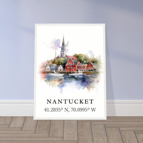 Nantucket traditional travel art - MA, Nantucket poster, Wedding gift, Birthday present, Custom Text, Personalised Gift