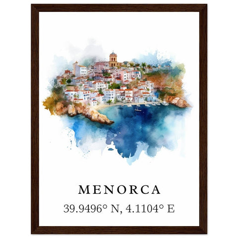Menorca traditional travel art - Spain, Menorca poster, Wedding gift, Birthday present, Custom Text, Personalised Gift
