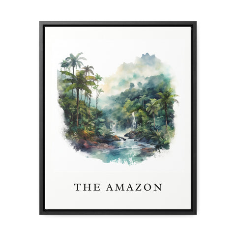 Amazon Rainforest traditional travel art - South America, The Amazon poster, Wedding gift, Birthday present, Custom Text, Personalised Gift