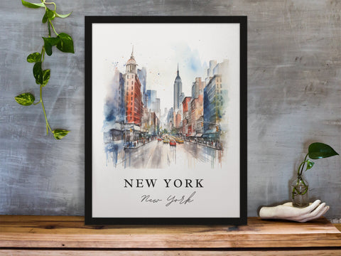 New York City traditional travel art - New York, NYC poster, Wedding gift, Birthday present, Custom Text, Personalised Gift