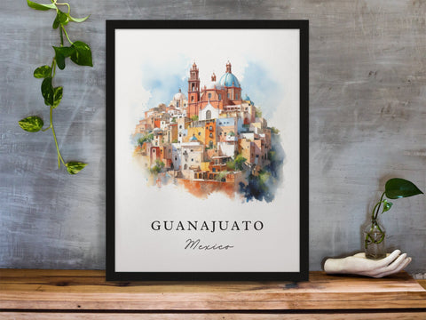 Guanajuato traditional travel art - Mexico, Guanajuato poster, Wedding gift, Birthday present, Custom Text, Personalised Gift