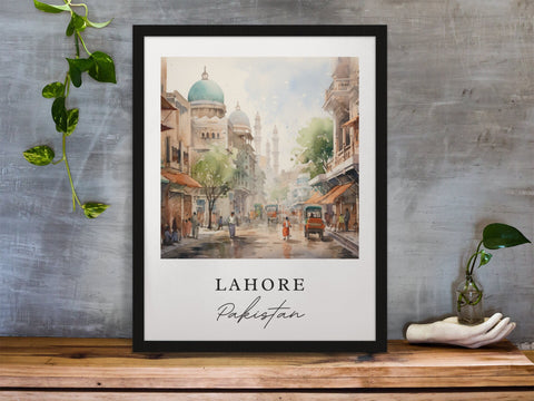 Lahore traditional travel art - Pakistan, Lahore poster, Wedding gift, Birthday present, Custom Text, Personalised Gift