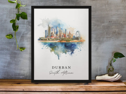 Durban traditional travel art - South Africa, Durban poster, Wedding gift, Birthday present, Custom Text, Personalised Gift