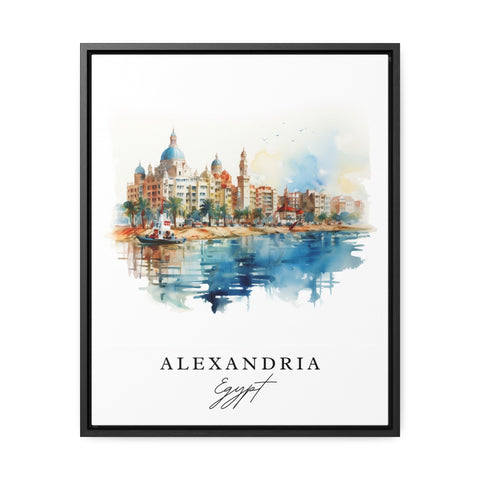 Alexandria traditional travel art - Egypt, Alexandria poster, Wedding gift, Birthday present, Custom Text, Personalised Gift