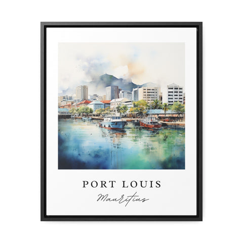 Port Louis traditional travel art - Mauritius, Port Louis poster, Wedding gift, Birthday present, Custom Text, Personalised Gift