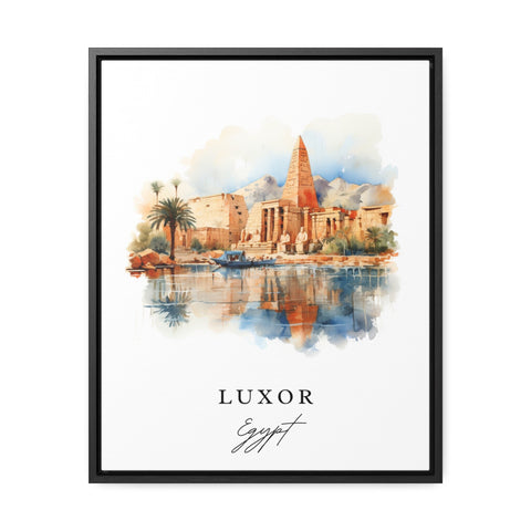 Luxor traditional travel art - Egypt, Luxor poster, Wedding gift, Birthday present, Custom Text, Personalised Gift
