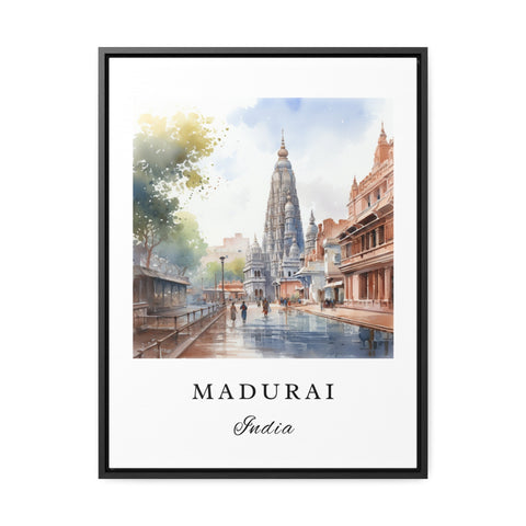 Madurai traditional travel art - India, Madurai poster, Wedding gift, Birthday present, Custom Text, Personalised Gift