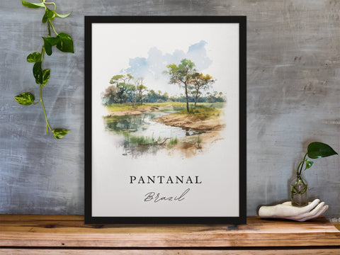Pantanal traditional travel art - Brazil, Pantanal poster, Wedding gift, Birthday present, Custom Text, Personalised Gift