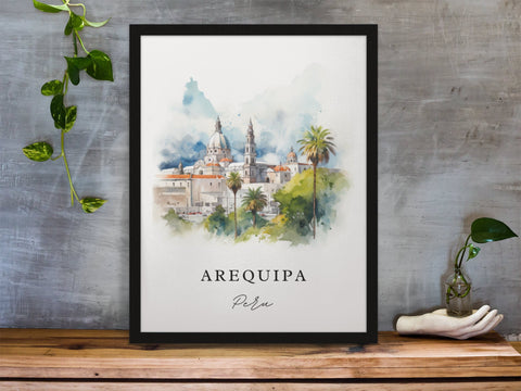 Arequipa traditional travel art - Peru, Arequipa poster, Wedding gift, Birthday present, Custom Text, Personalised Gift