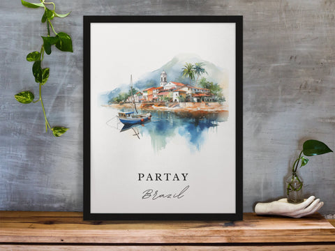 Partay traditional travel art - Brazil, Partay poster, Wedding gift, Birthday present, Custom Text, Personalised Gift