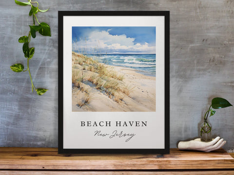 Beach Haven traditional art - LBI, Beach Haven LBI poster, Wedding gift, Birthday present, Custom Text, Personalised Gift