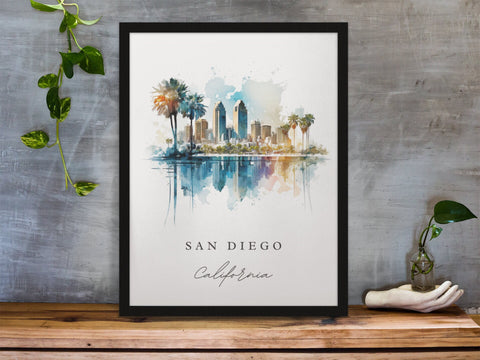 San Diego traditional travel art - San Diego, California poster, Wedding gift, Birthday present, Custom Text, Personalised Gift