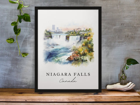 Niagara Falls traditional travel art - Canada, Niagara Falls poster, Wedding gift, Birthday present, Custom Text, Personalised Gift