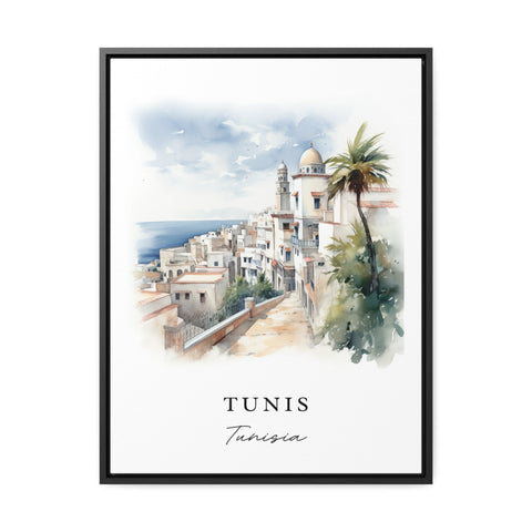 Tunis traditional travel art - Tunisia, Tunis poster, Wedding gift, Birthday present, Custom Text, Personalised Gift