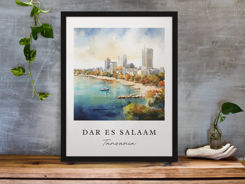 Dar es Salaam traditional travel art - Tanzania, Dar es Salaam poster, Wedding gift, Birthday present, Custom Text, Personalised Gift