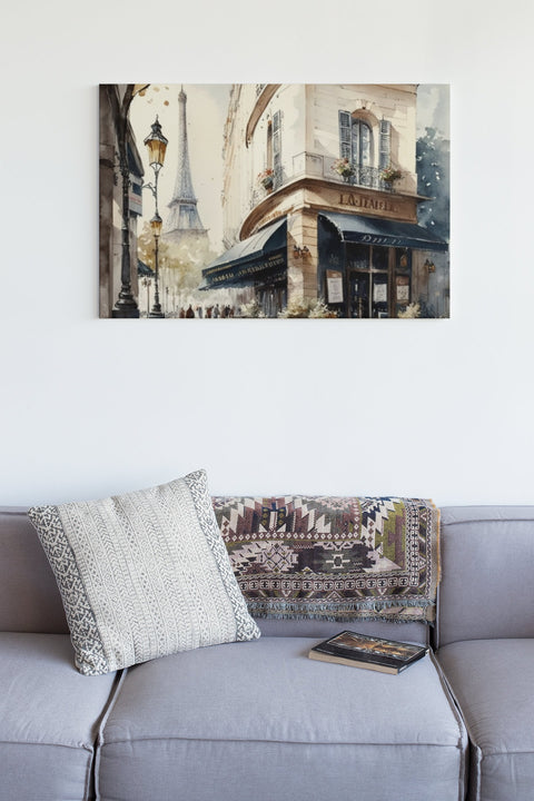 Streets of Paris, France Watercolor Canvas Gallery Wraps