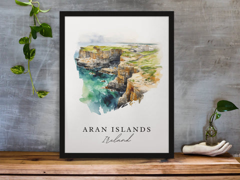 Aran Islands traditional travel art - Ireland, Aran Islands poster, Wedding gift, Birthday present, Custom Text, Personalised Gift