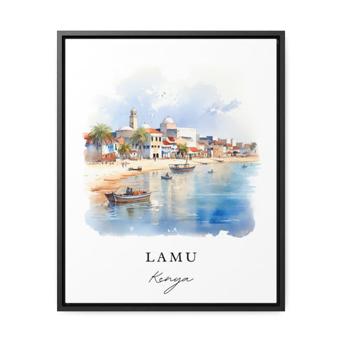 Lamu traditional travel art - Kenya, Lamu poster, Wedding gift, Birthday present, Custom Text, Personalised Gift