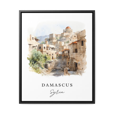 Damascus traditional travel art - Syria, Damascus poster, Wedding gift, Birthday present, Custom Text, Personalised Gift