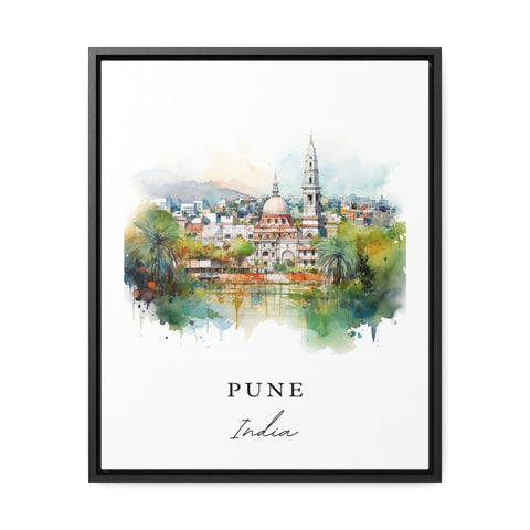 Pune traditional travel art - India, Pune poster, Wedding gift, Birthday present, Custom Text, Personalised Gift